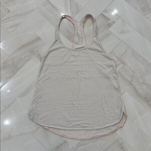 Lululemon Striped Racerback Tank Top in White and Light Grey